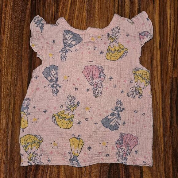 5 For $25 Disney Princess Pink 2 Piece Cotton Outfit With Flutter Sleeves 3T - Picture 7 of 8